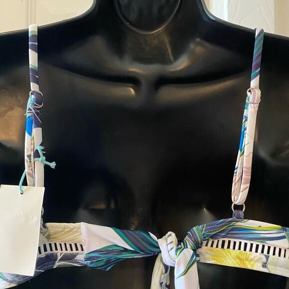 Sanctuary Paradise bikini triangle top high waist bottom tropical print NWT M. - Picture 14 of 14